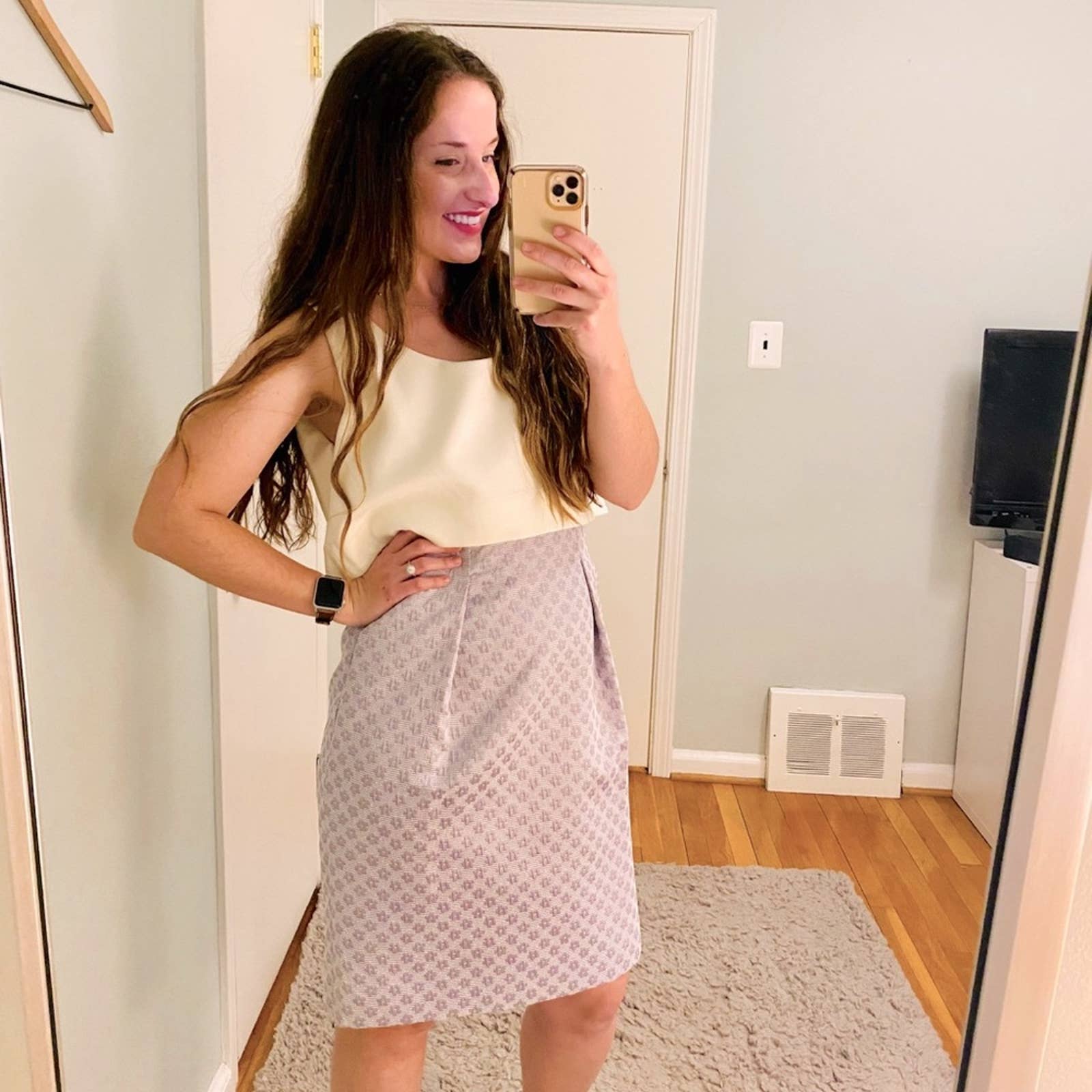Erin Erin Fetherston White  Purple Cocktail Dress